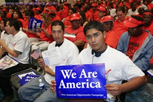 DREAMERS display sign, "We Are America".
