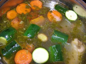 chicken soup in pot