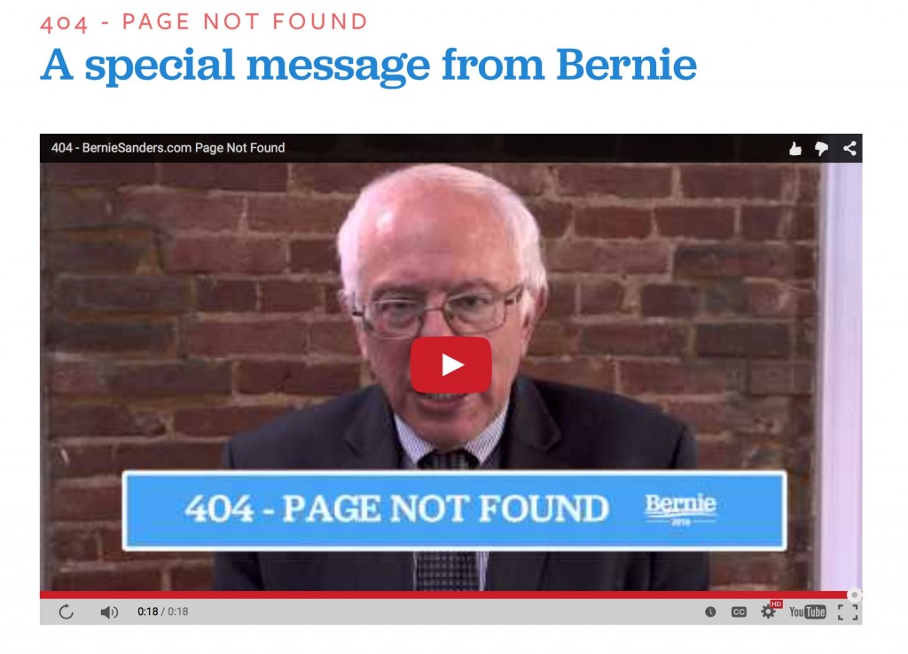 Bernie Sanders' 404 error