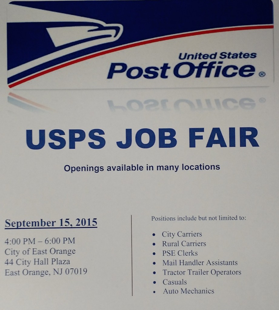 USPS Job Fair in E. Orange for many locations 9/15 68pm kimi blog