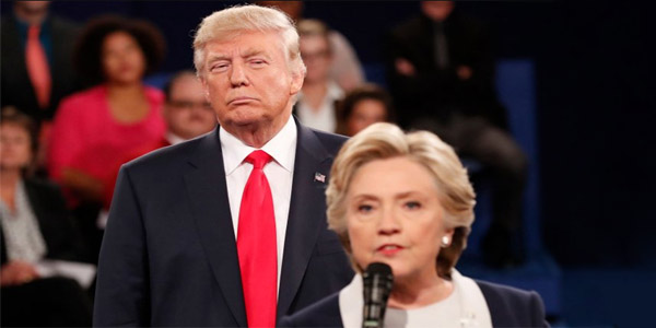 Trump stares at Hillary in 2nd debate