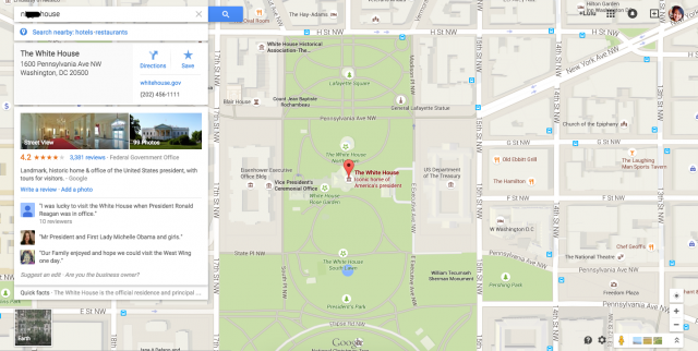 google maps search for n**** House yields White House